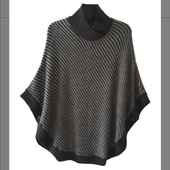 Banana Republic Sweaters - Banana Republic Gray Striped Poncho S